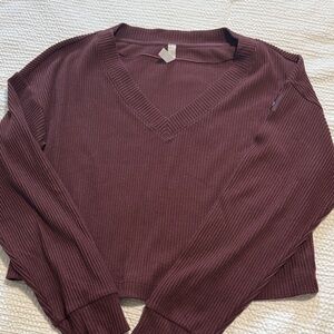 ALO Yoga Women's Ribbed V-Neck Sweater in Plum